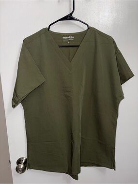 Mandala Olive V-Neck Scrub Top